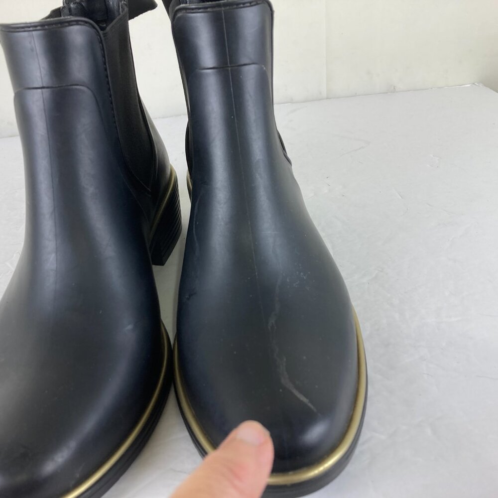 Kate Spade Womens Sz 8 Sedgewick Chelsea‎ Rain Booties Black Outdoor Block Heel - Picture 4 of 10
